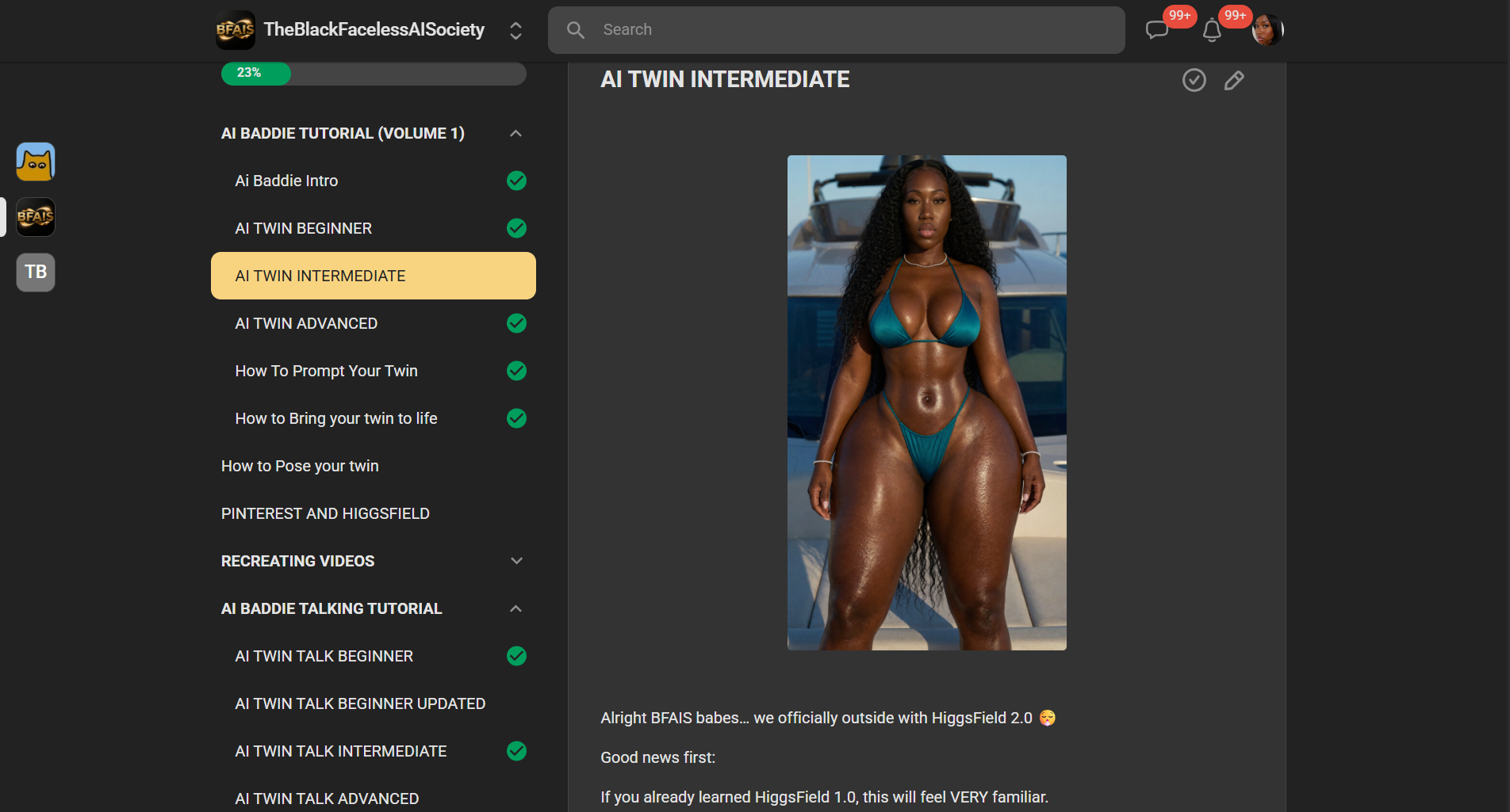 The AI influencer module inside BFAIS