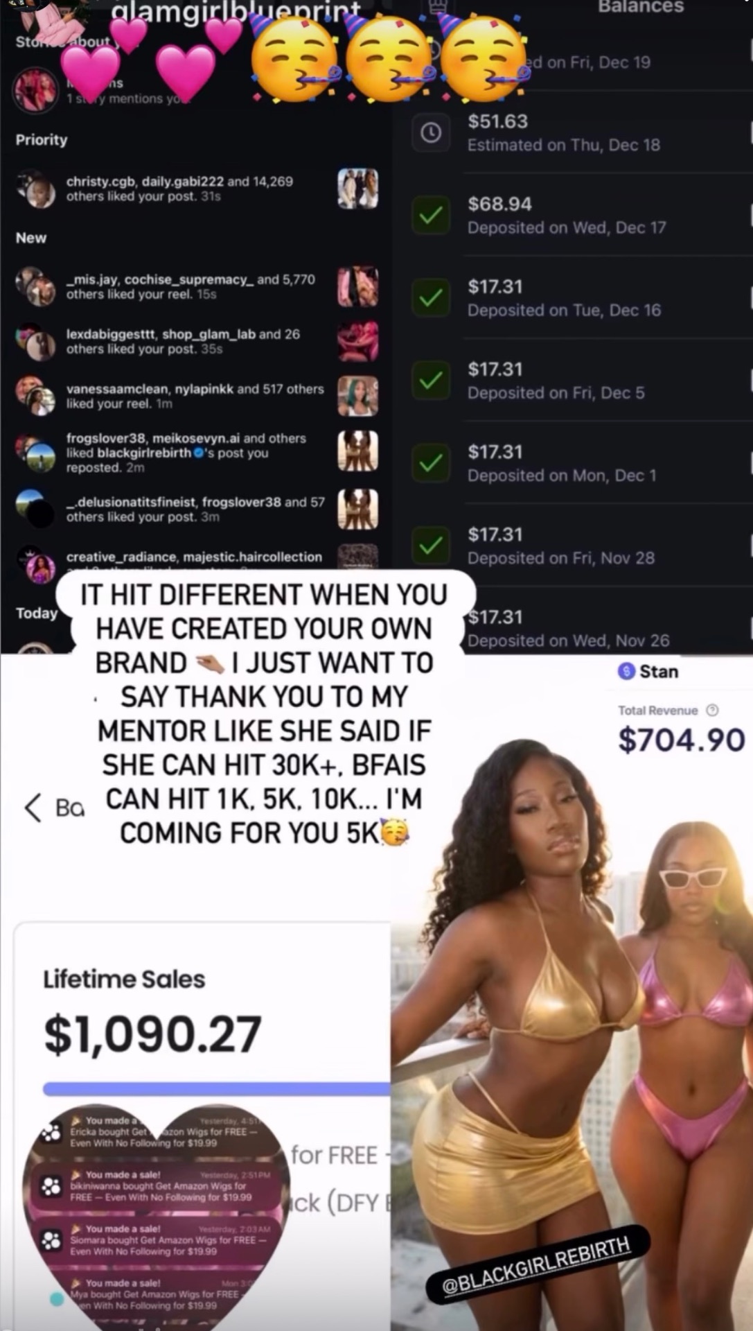 @glamgirlblueprint student revenue screenshot